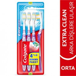 Colgate Diş Fırçası 3+1 Extra Clean Dil Temizleyicili 4'lü