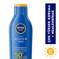 Nivea Sun Koruma ve Nem Güneş Losyonu SPF 50+ Nemlendirici Güneş Kremi, Çok Yüksek Koruma 200 ml 