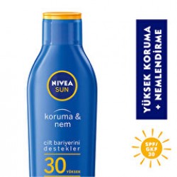 Nivea Sun Koruma ve Nem Güneş Losyonu SPF 30 Nemlendirici Güneş Kremi, Yüksek Koruma 200 ml