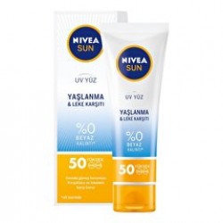 Nivea Sun Yaşlanma ve Leke Karşıtı Q10 Yüz Güneş Kremi SPF 50+ Çok Yüksek Güneş Koruyucu 50 ml