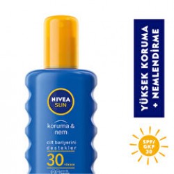 Nivea Sun Koruma ve Nem Nemlendirici Güneş Kremi Sprey SPF 30 Yüksek Koruma 200 ml