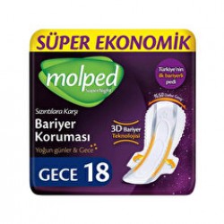 Molped Hijyenik Ped Supernight Gece 18'li