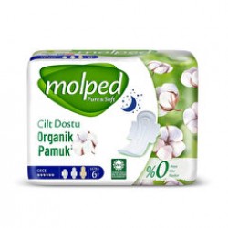 Molped Hijyenik Ped Ultra Pure & Soft Tekli Gece 6'lı