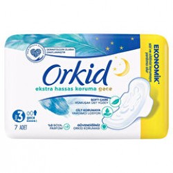 Orkid Hijyenik Ped Extra Hassas Koruma Tekli Gece 7'li